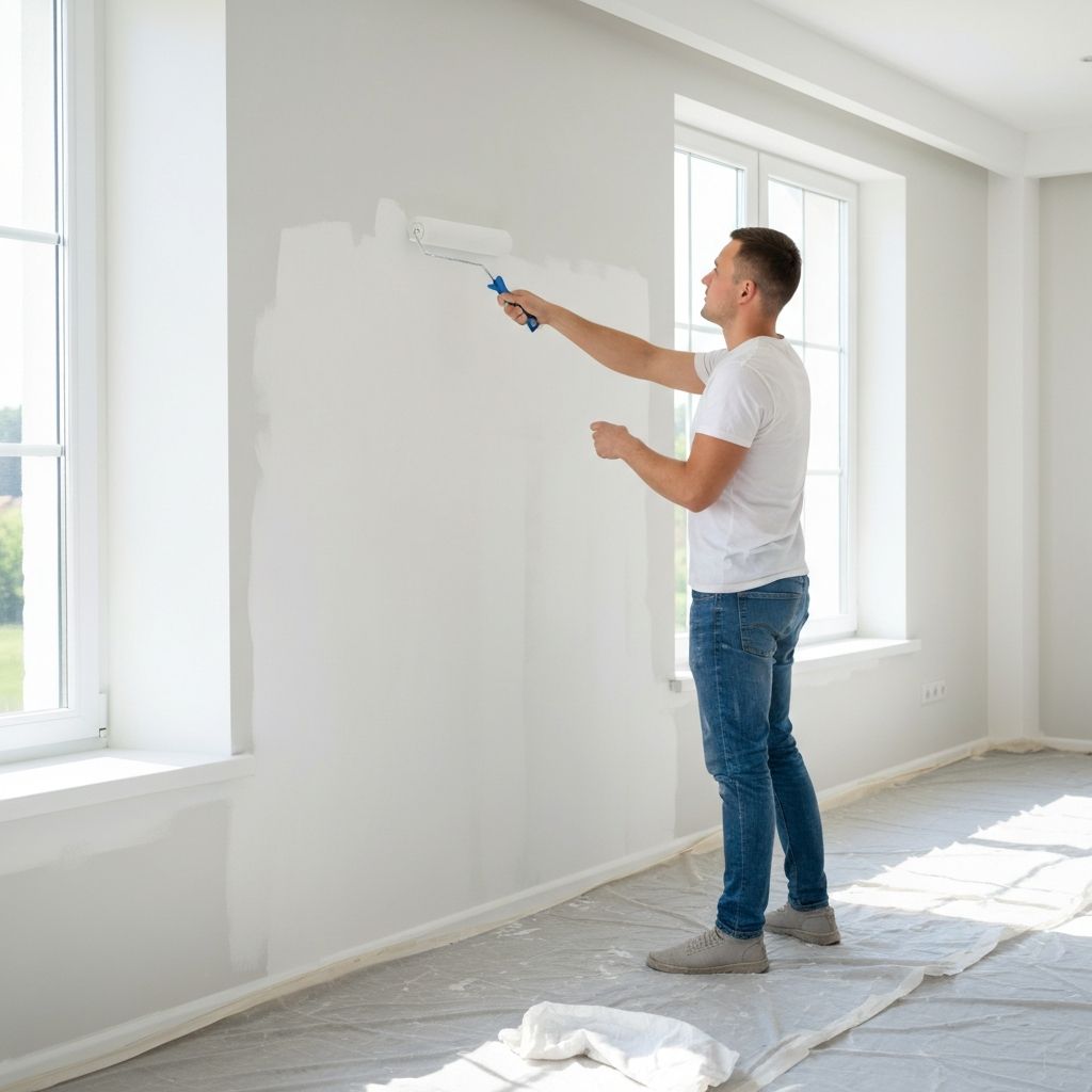 A Giffin Painting & Decorating — craftsman applying paint to an interior wall with precision