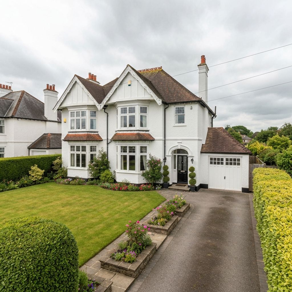 Exterior painting — freshly painted house facade with crisp window frames